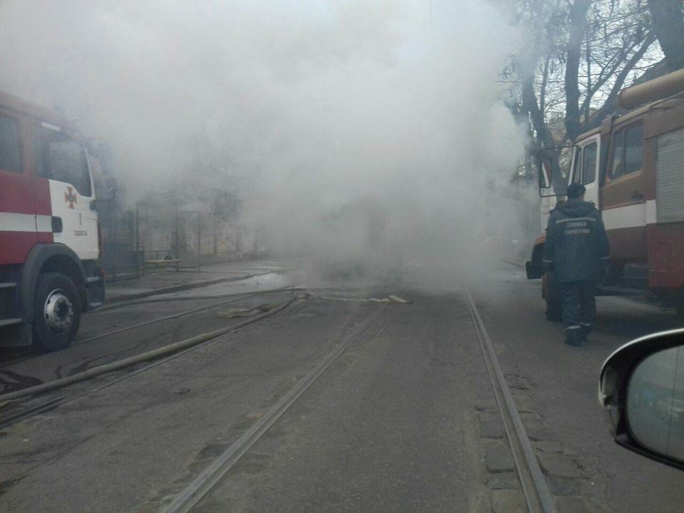 На Старопортофранковской загорелся трамвай