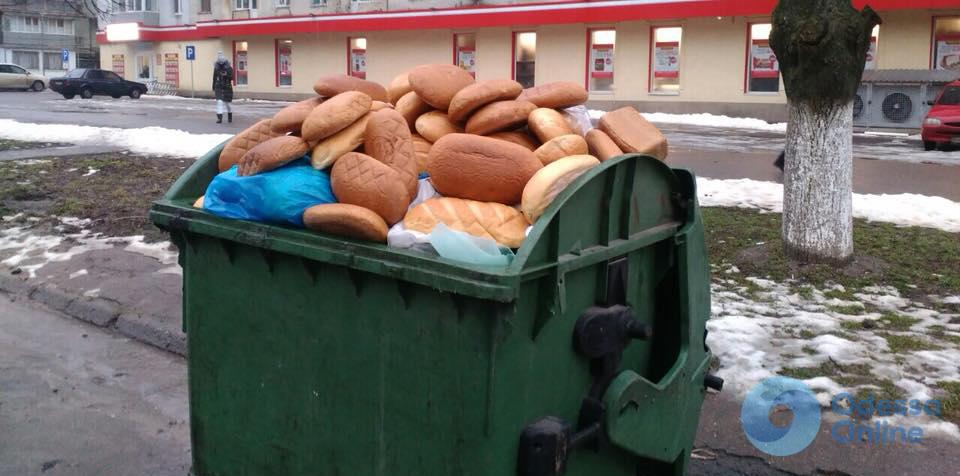 Одессит сфотографировал мусорный контейнер с хлебом возле супермаркета (фотофакт)