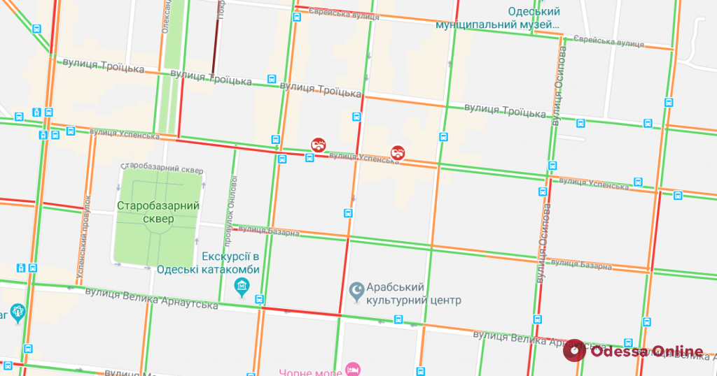 Дорожная ситуация в Одессе: тянучки на Пересыпи и в центре, пробки на Таирова