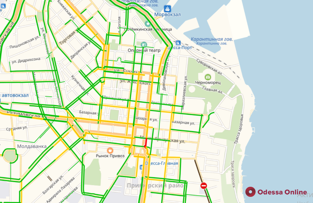 Дорожная обстановка в Одессе: большие пробки на Пересыпи и Среднефонтанской