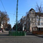 На Дерибасовской приступили к установке новогодней елки