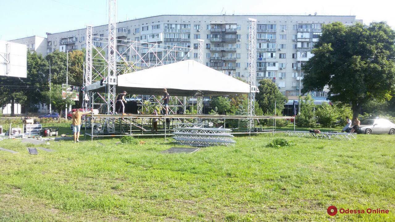 Кандидат в нардепы ради самопиара уничтожает зеленую зону на площади Деревянко (обновлено)