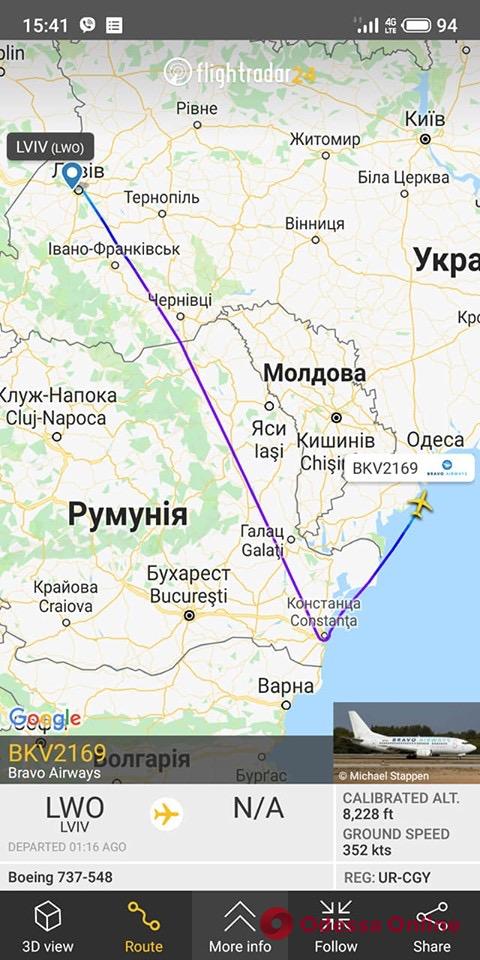 Самолет Львов — Анталья совершил экстренную посадку в Одессе