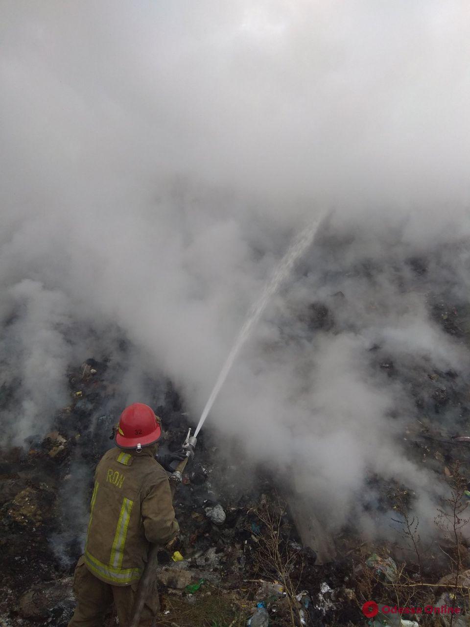 В Одесской области спасатели тушили пожар на мусорной свалке