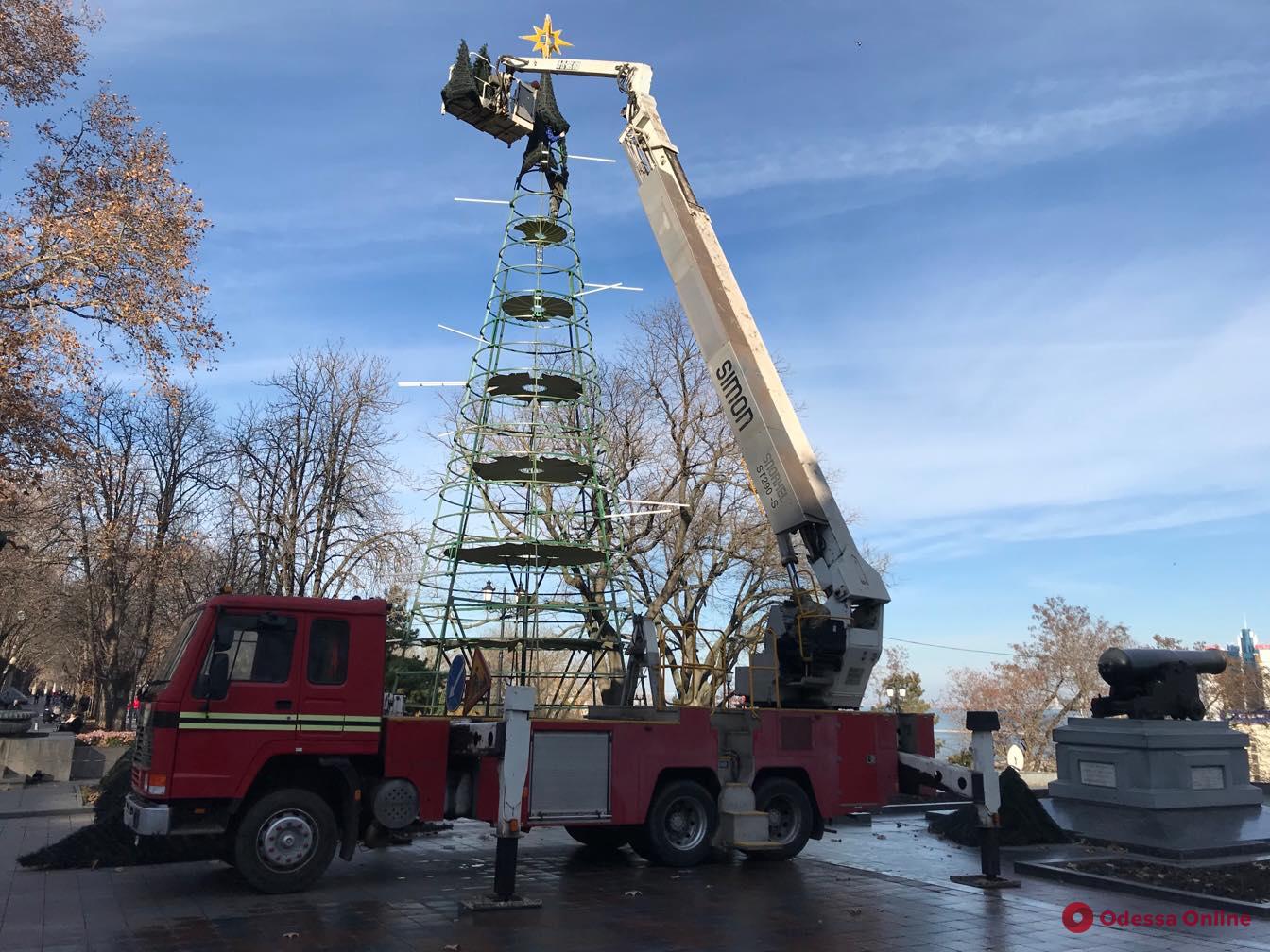 Возле Одесской мэрии устанавливают главную елку города (фото)