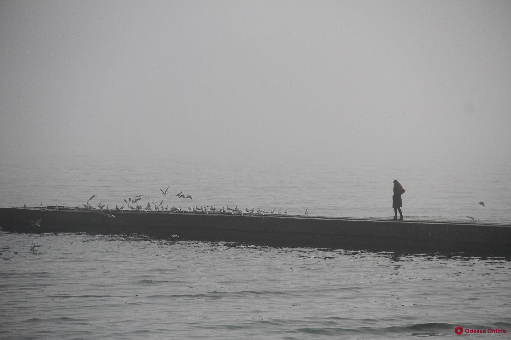 На побережье Одессы опустился туман (фоторепортаж)