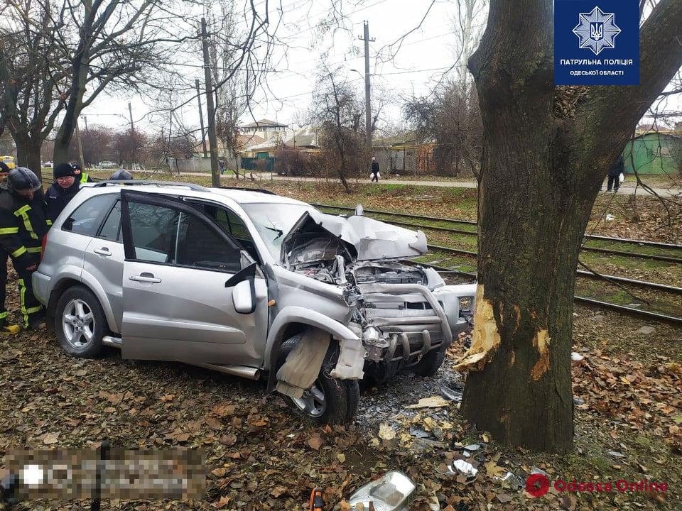 На поселке Котовского автомобиль врезался в дерево — водитель погиб (обновлено)