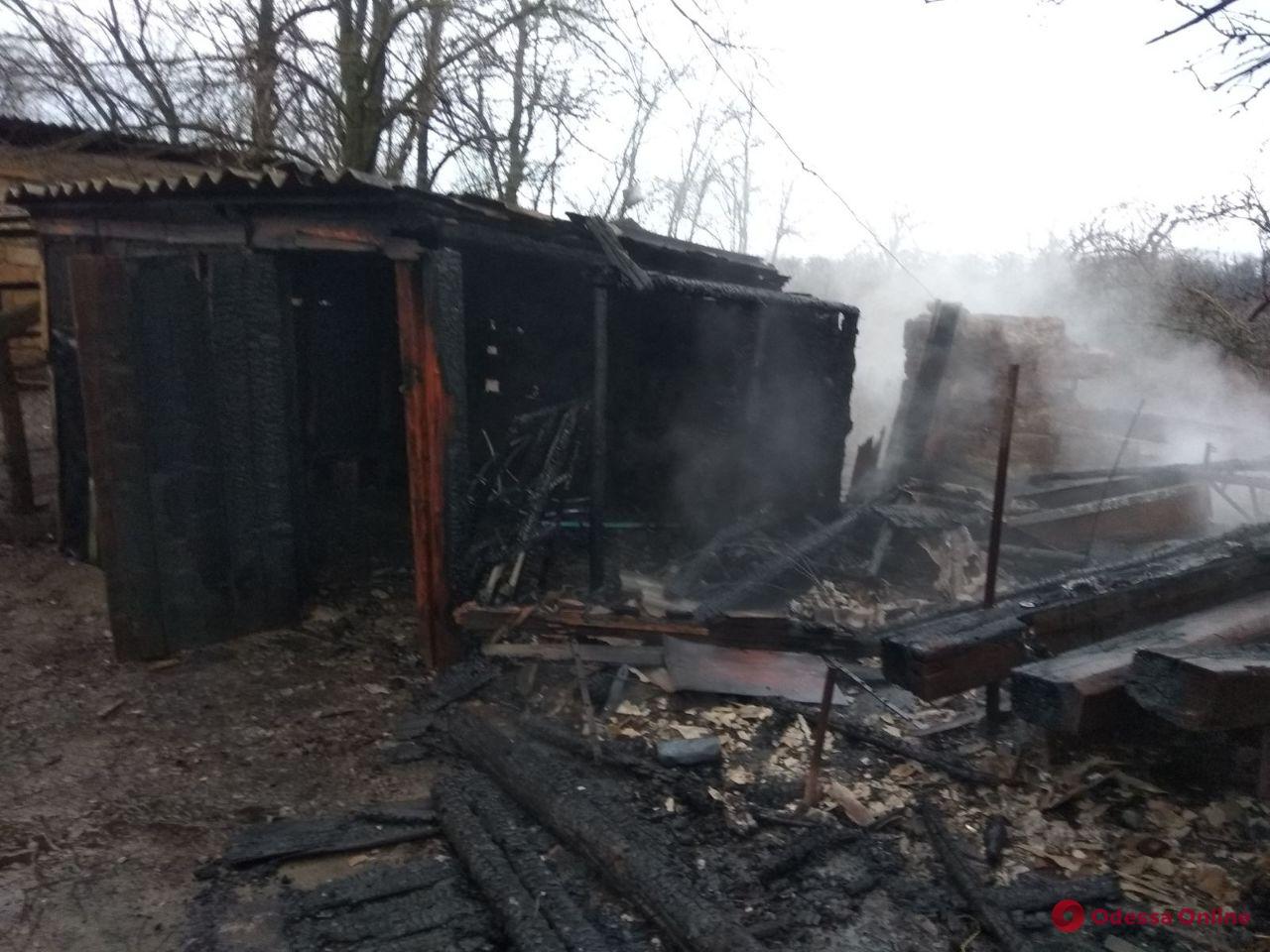 Под Одессой тушили пожар на частном подворье (фото)