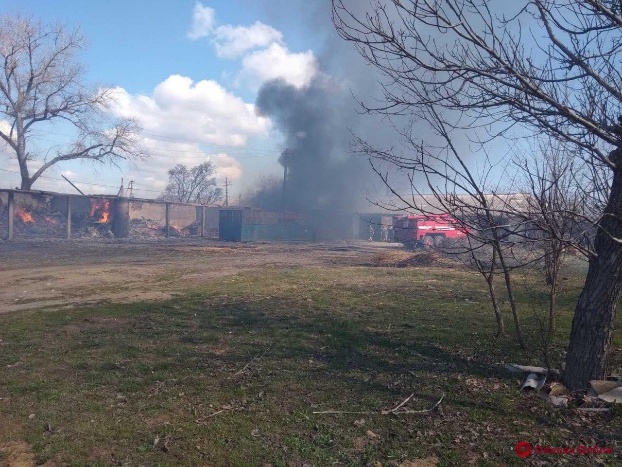 В Одесской области тушили пожар на заброшенной тракторной бригаде