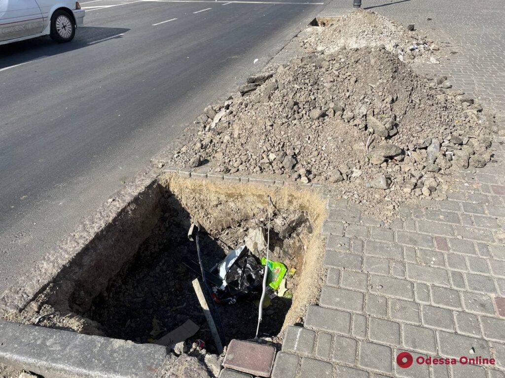 У «Привоза» на Екатерининской начали копать лунки для высадки акаций