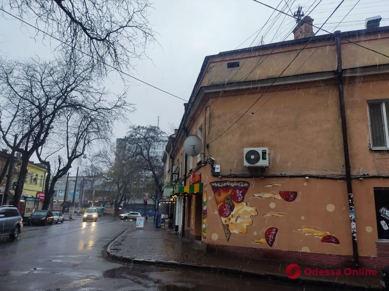 Как и обещали метеорологи: в Одессе идет первый снег (видео)
