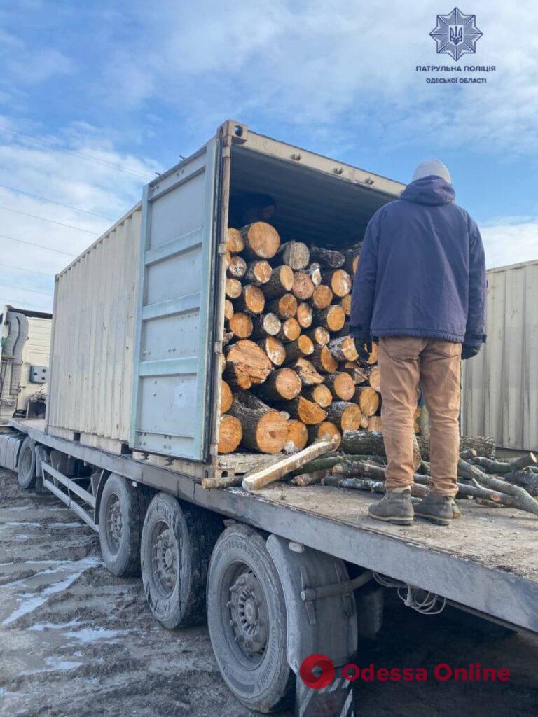 Откуда дровишки? Одесские патрульные задержали грузовики с нелегальной древесиной