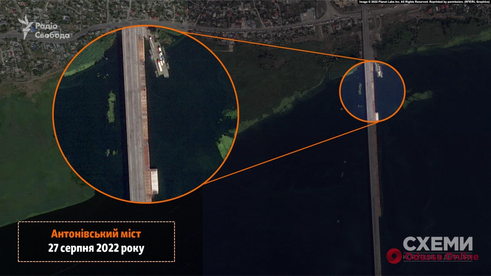 Оккупанты строят понтонную переправу возле Антоновского моста: в сети появились спутниковые снимки