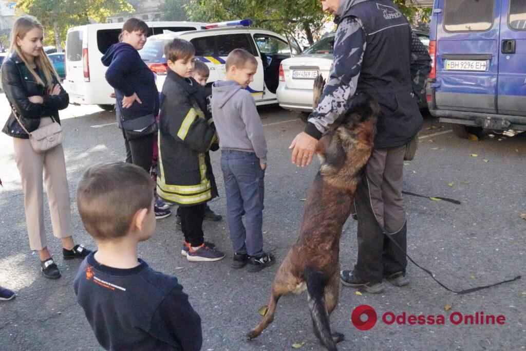 Дали потушить огонь и поиграть с собаками: одесские спасатели провели мероприятие для детей