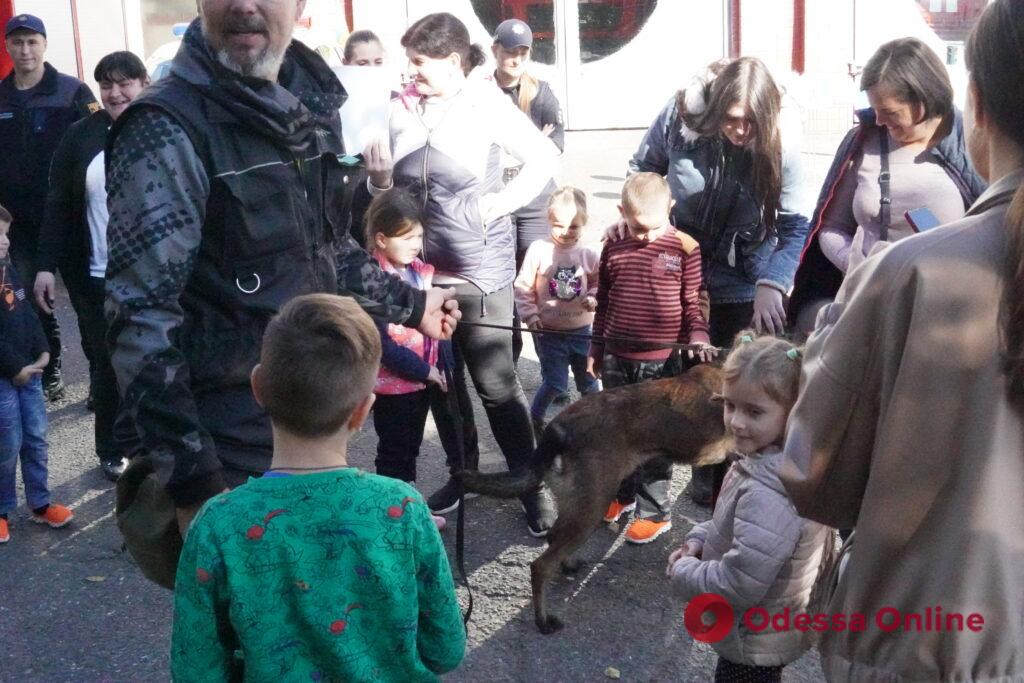 Дали потушить огонь и поиграть с собаками: одесские спасатели провели мероприятие для детей