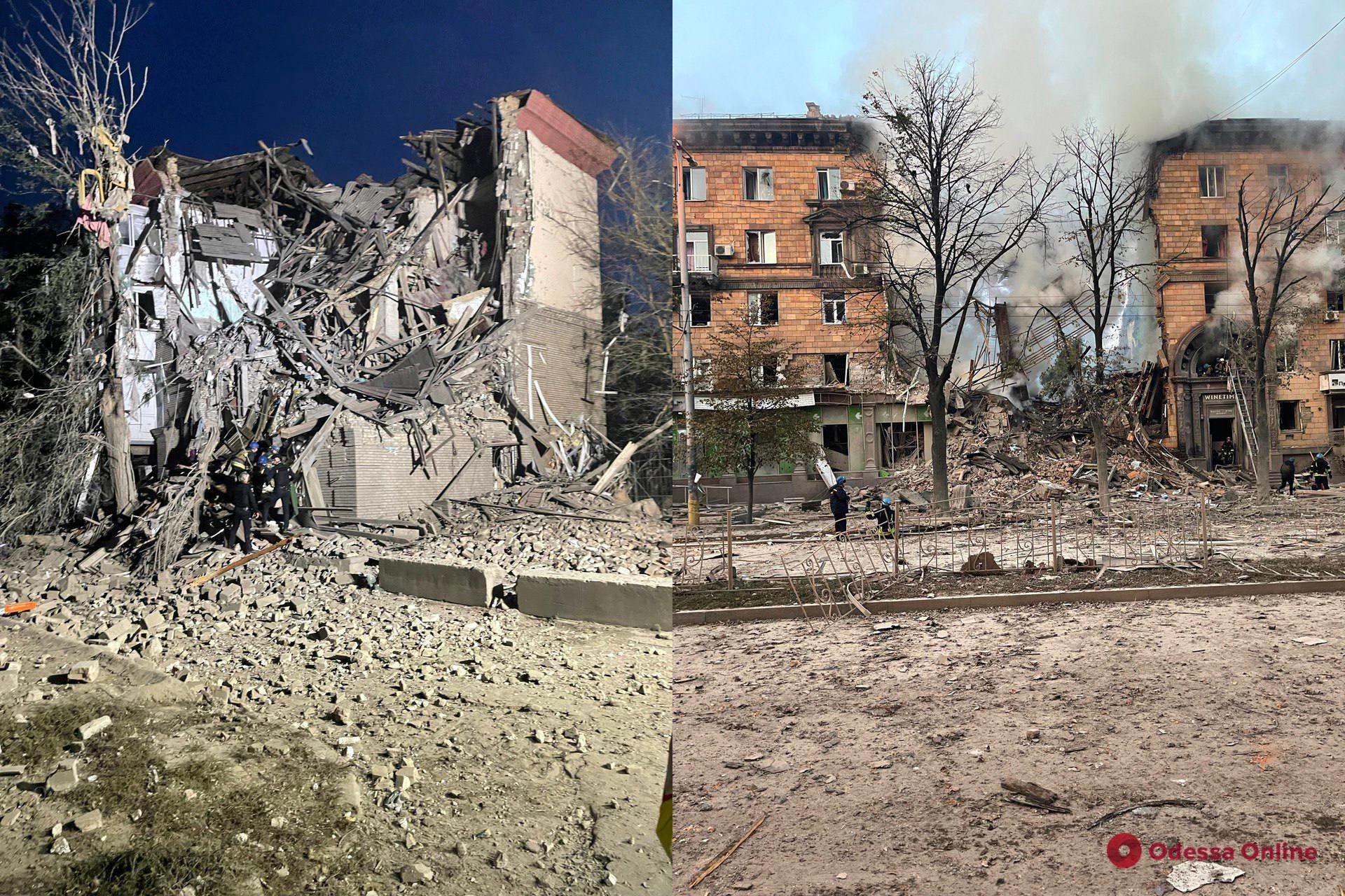 Рашисты нанесли семь ракетных ударов по многоэтажкам в Запорожье — под завалами люди (обновлено)