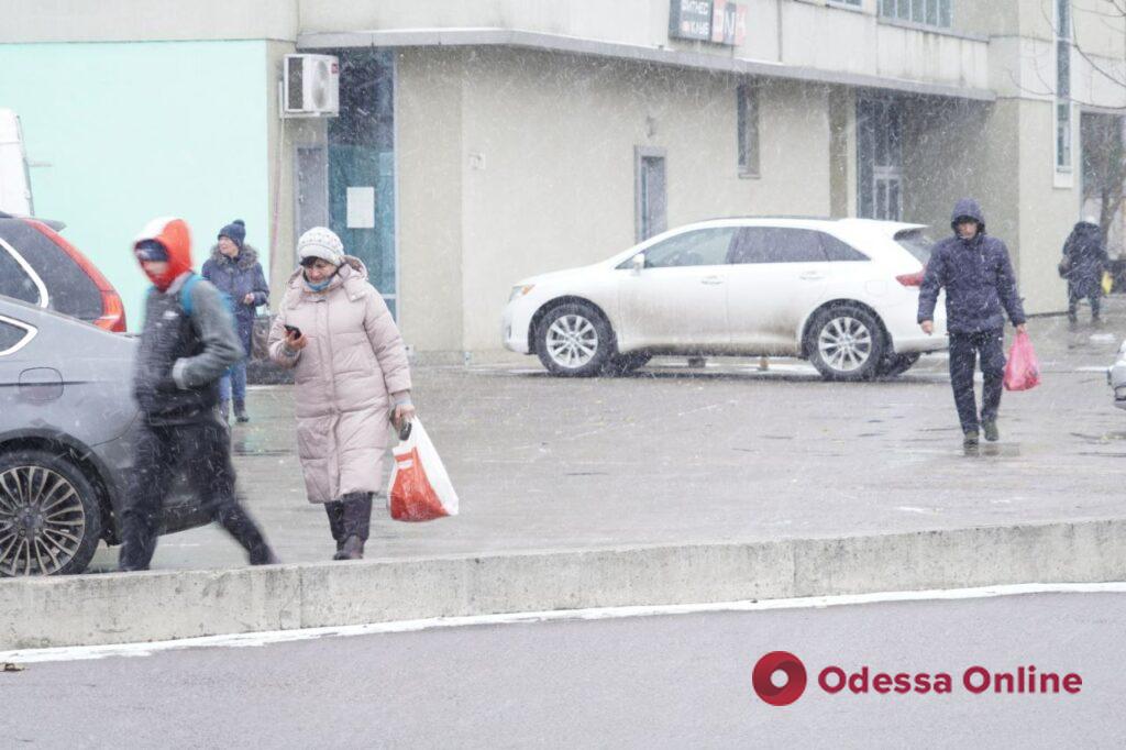 Первый настоящий снегопад этой зимы в Одессе (фоторепортаж)