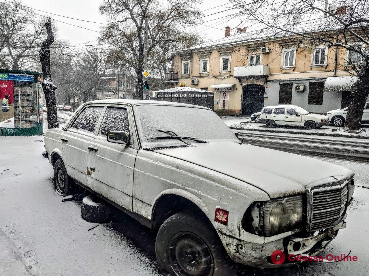 В Одессе пошел первый в этом году «серьезный» снег (фоторепортаж)