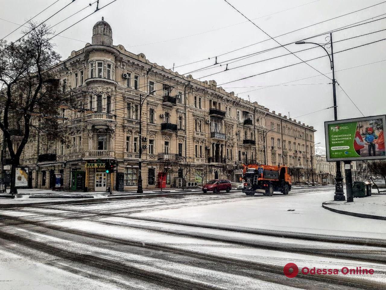 В Одессе пошел первый в этом году «серьезный» снег (фоторепортаж)