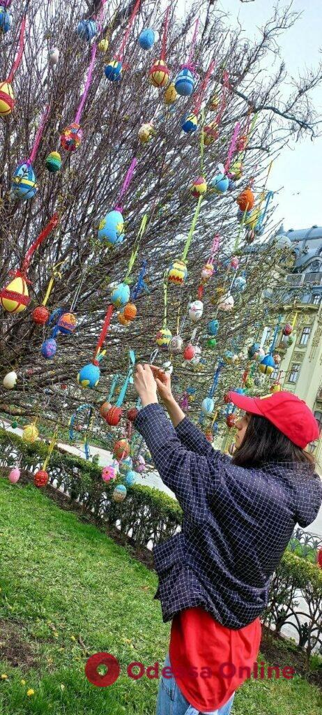 В Городском саду украсили писанками «Пасхальное дерево Мира»