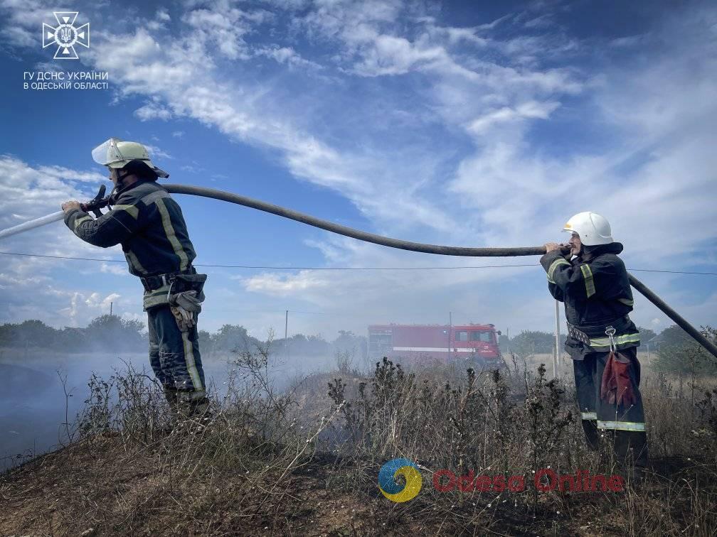 В Одеському районі горіла суха трава: полум’я мало не перекинулось на будинки (фото, відео)