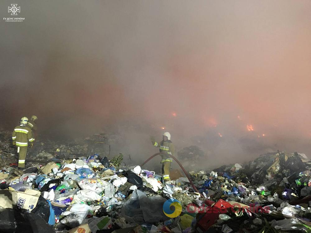 В районе Коблево загорелся полигон отходов (фото, видео)