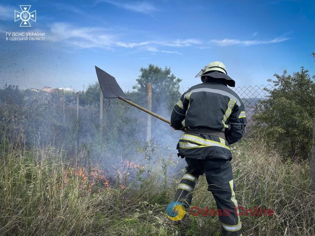 В Одеському районі горіла суха трава: полум’я мало не перекинулось на будинки (фото, відео)