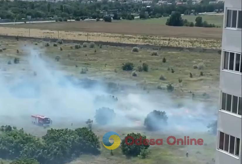 В Одессе возле жилого массива «Радужный» произошел пожар (видео)