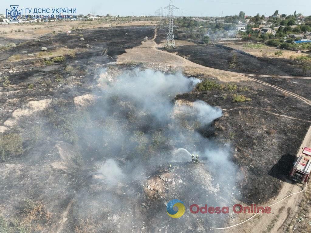 Три пожара за день: в Одесском районе горела сухая трава (фото)