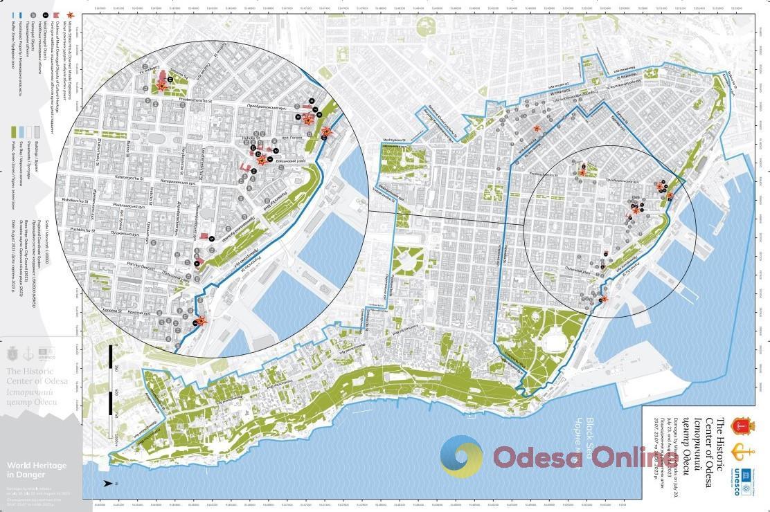 В Одесі створили мапу об’єктів культурної спадщини, пошкоджених від ракетних атак