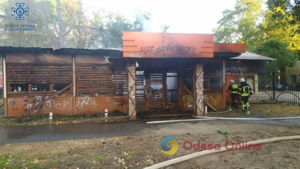 В Киевском районе Одессы горело здание бывшего кафе (видео)