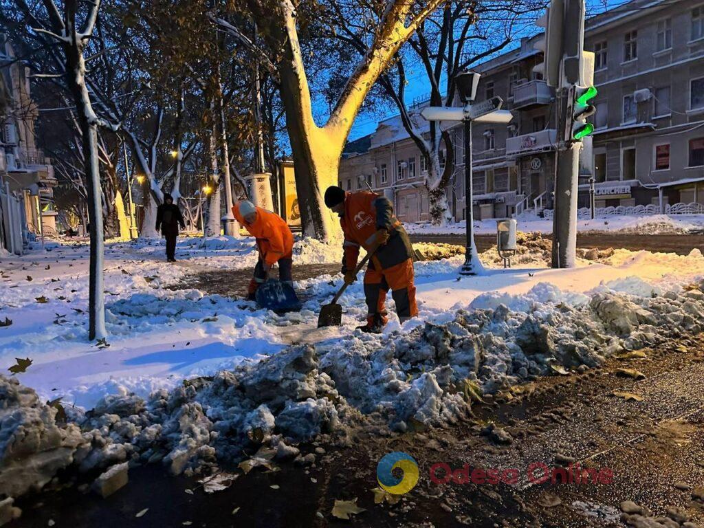 Одесские коммунальщики расчищают улицы города от снега и упавших деревьев (фото)