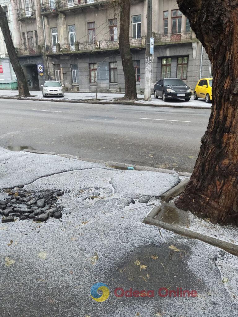 В Одессе дождь сменяется снегом (фотофакт)