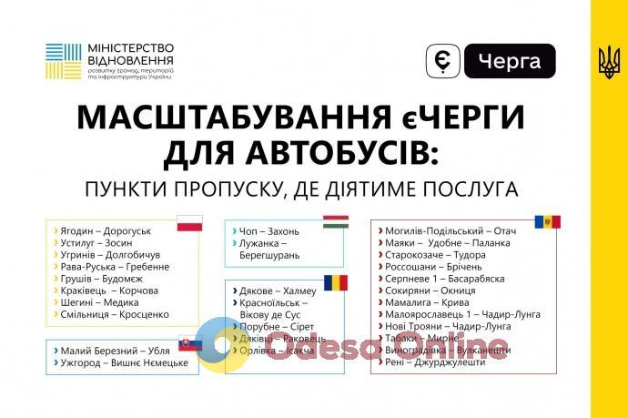 Услуга «єЧерга» для автобусов заработает на всех пунктах пропуска с ЕС и Молдовой