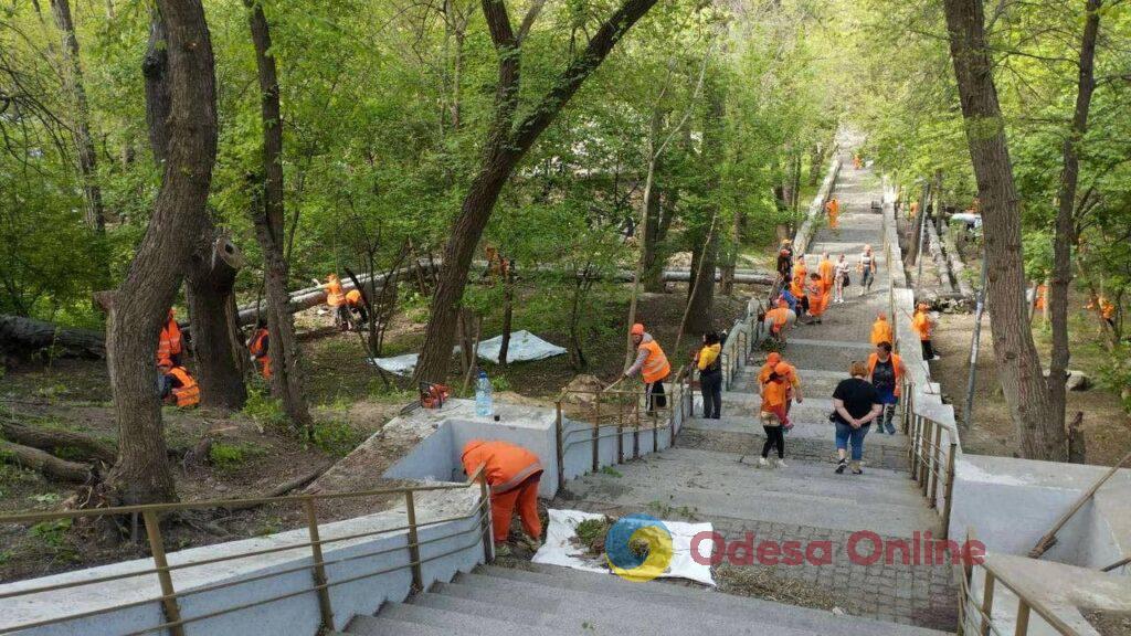 Одесские коммунальщики почистили Курсантскую лестницу: вывезли 10 самосвалов мусора (фото)