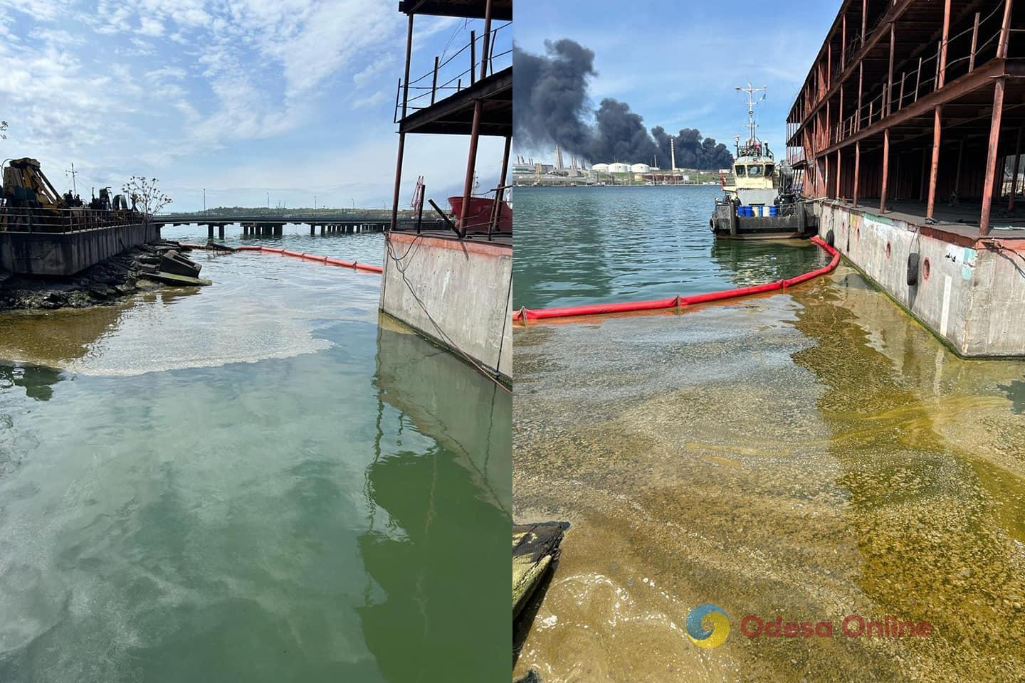 Внаслідок квітневої російської атаки по портовій інфраструктурі Одещини стався розлив рослинної олії у море