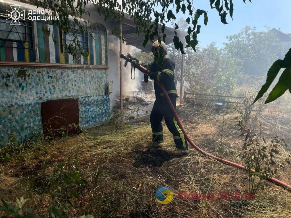 Под Одессой огонь с сухой травы перекинулся на дачи