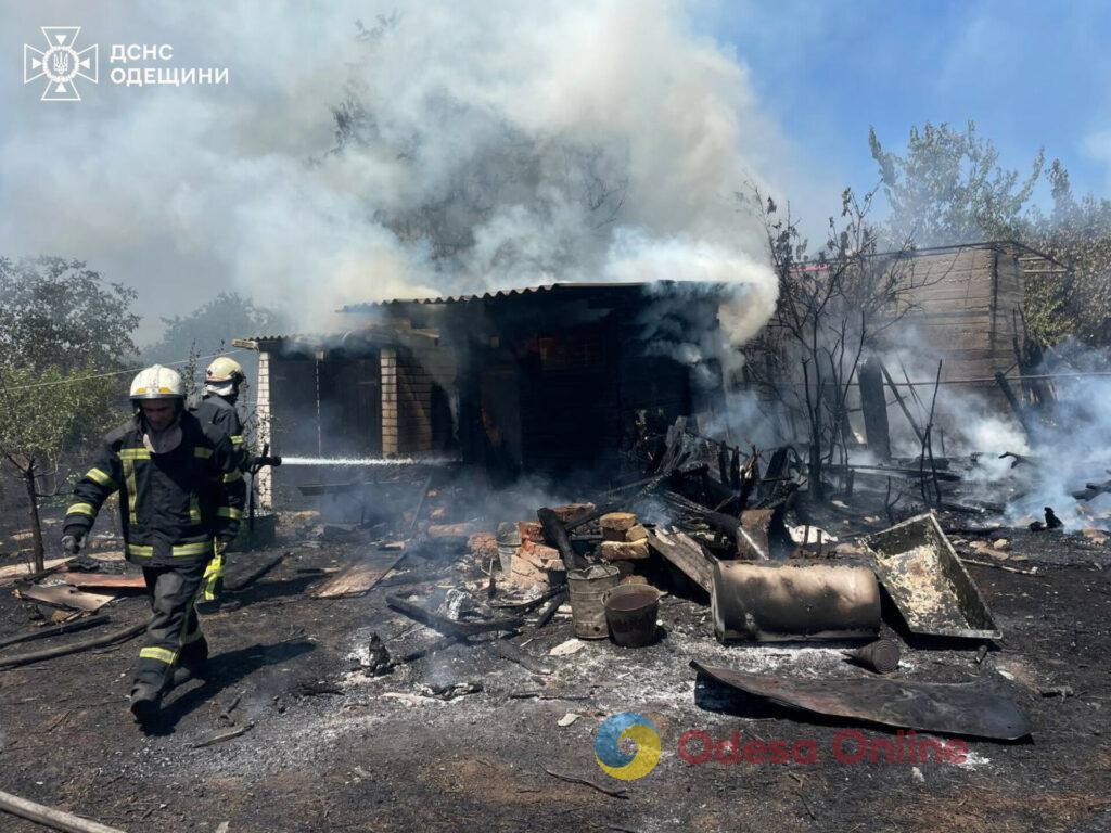 Под Одессой огонь с сухой травы перекинулся на дачи