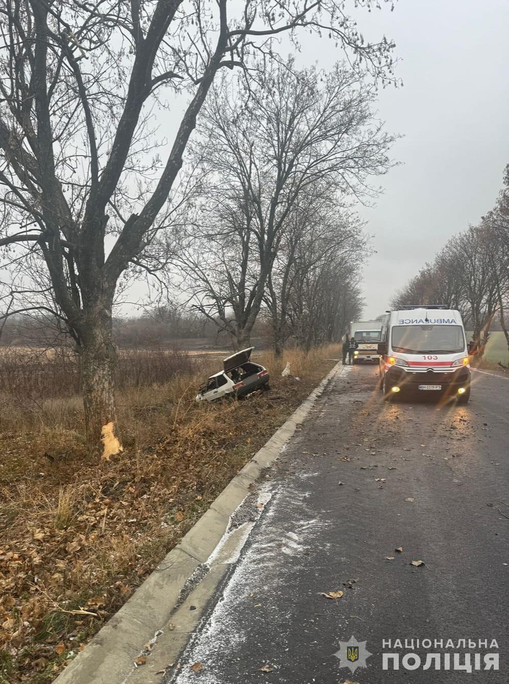 П’яний за кермом: на Одещині легковик врізався у дерево та з’їхав у кювет