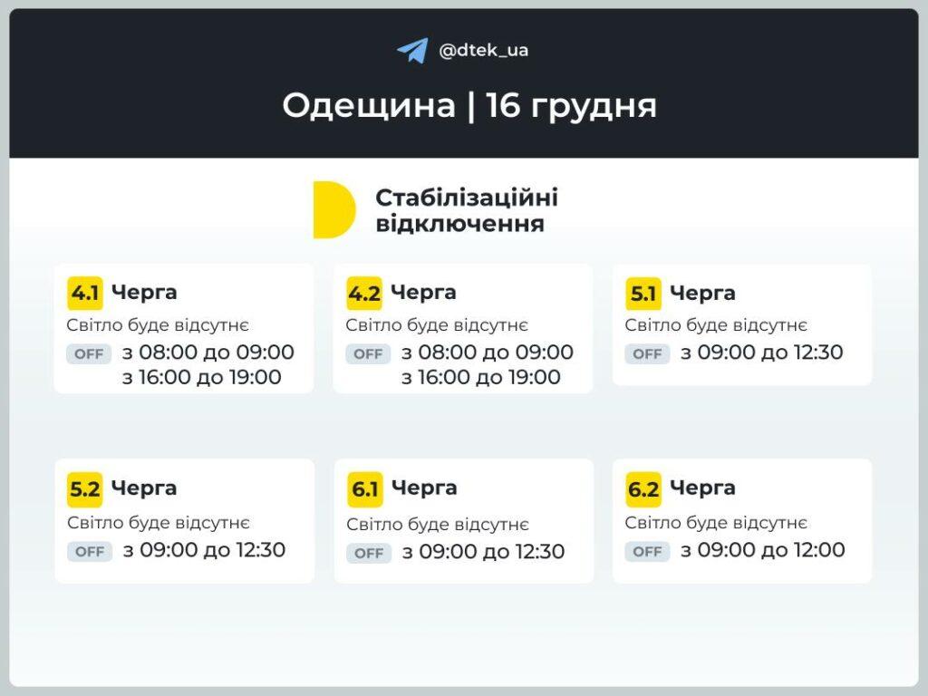 Жителям Одеської області відключатимуть світло по-новому (графік на 16 грудня)