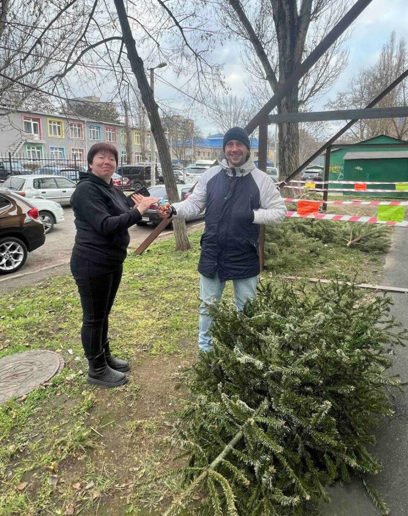 Одесситы уже сдают новогодние елки на переработку