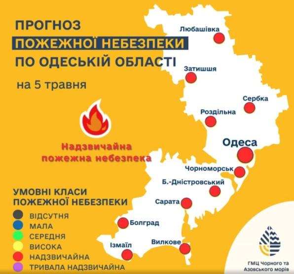 Мешканців Одещини попереджають про надзвичайний рівень пожежної небезпеки