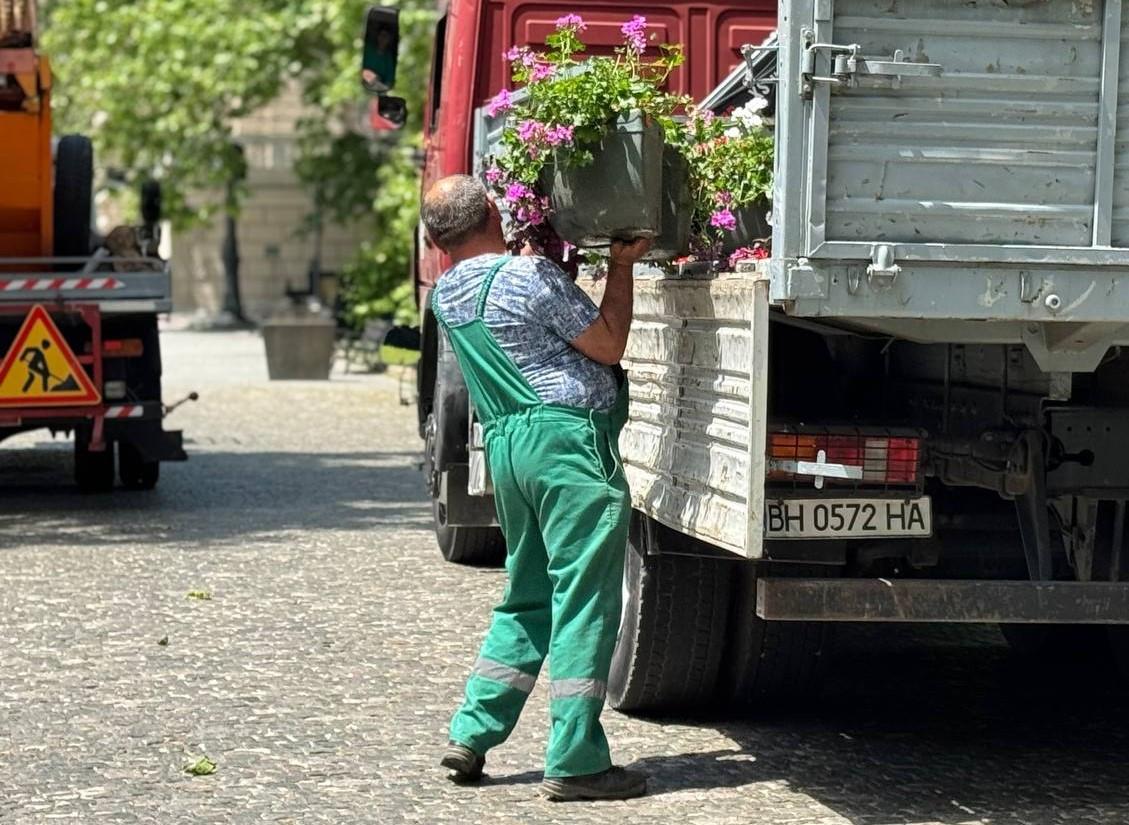 Одесу прикрашають підвісними вазами з квітами (фото)