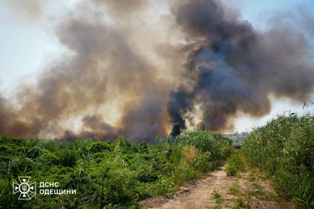 Майже 40 вогнеборців гасили масштабну пожежу на відкритій території під Одесою