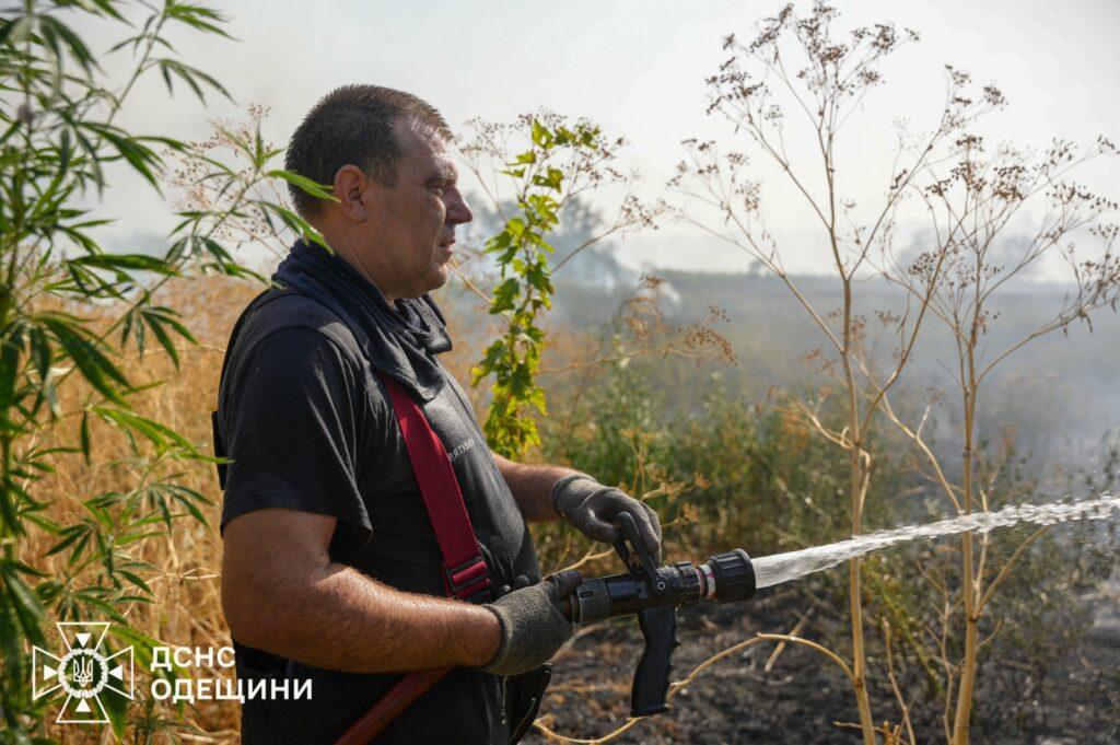 Майже 40 вогнеборців гасили масштабну пожежу на відкритій території під Одесою