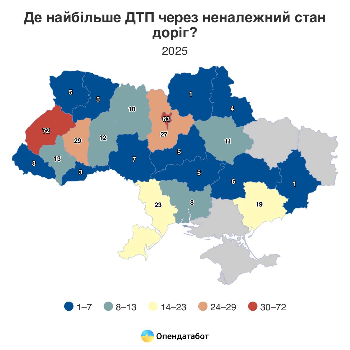 Одесская область оказалась в ТОП-5 регионов по количеству ДТП из-за плохих дорог Одесская область оказалась в ТОП-5 регионов по количеству ДТП из-за плохих дорог