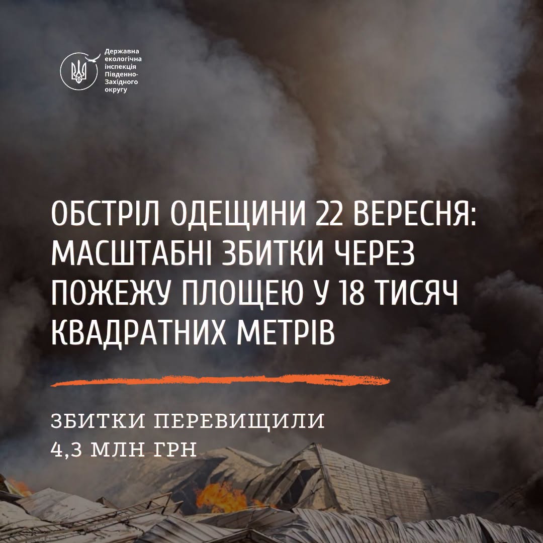 Майже 1500 тонн токсичних викидів: екологи оцінили шкоду від обстрілу Одещини 22 вересня Майже 1500 тонн токсичних викидів: екологи оцінили шкоду від обстрілу Одещини 22 вересня